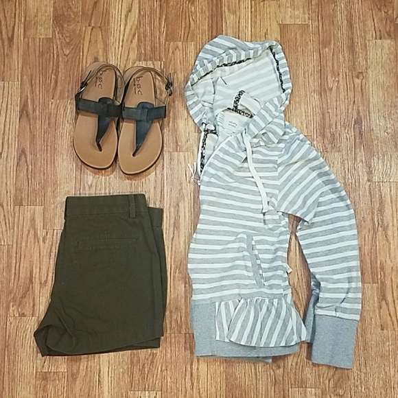 Anthropologie Tops - Anthro Saturday Sunday Zip Up Ruffle Peplum Hoodie